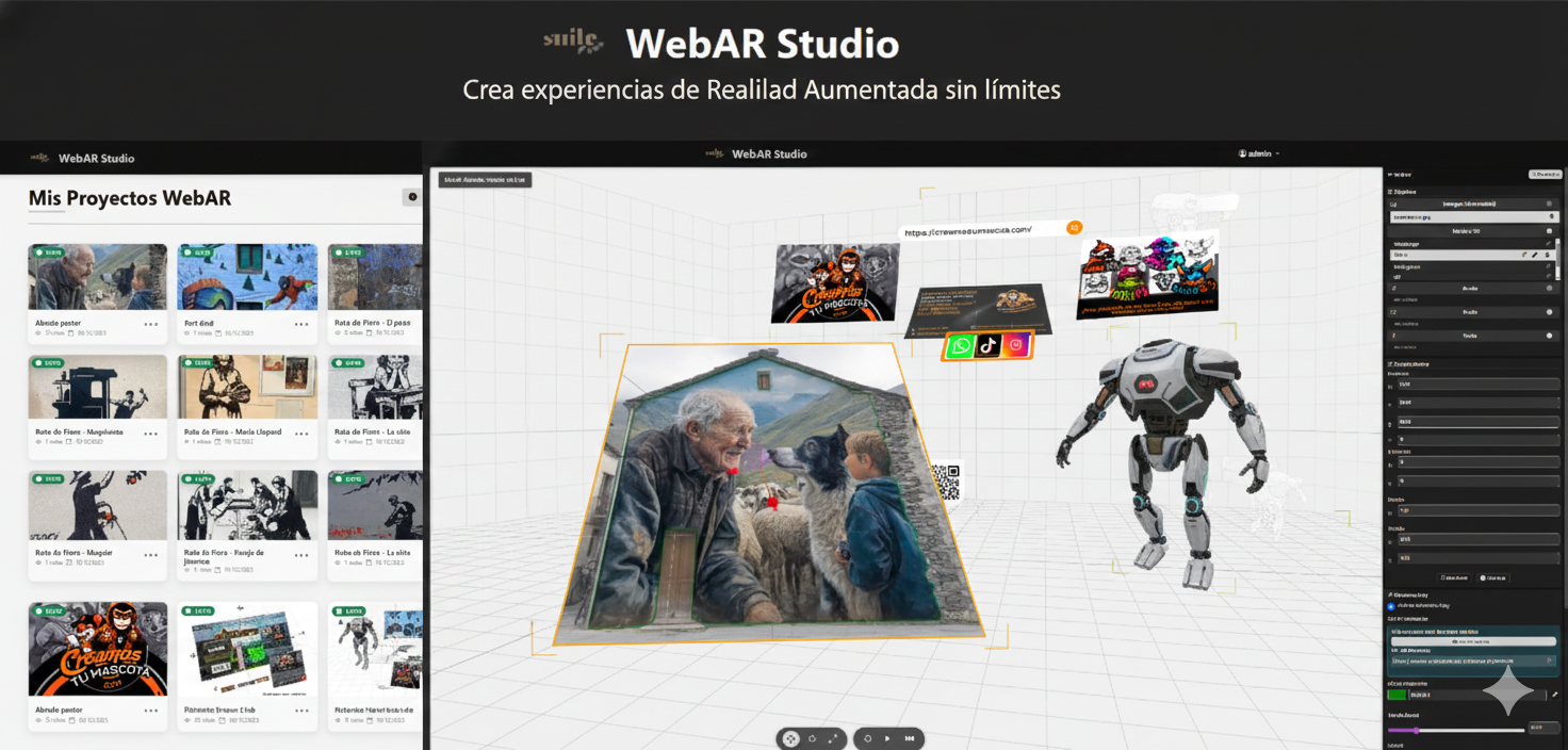 WebAR Studio - Una plataforma completa para crear y gestionar experiencias de Realidad Aumentada (AR) en la web